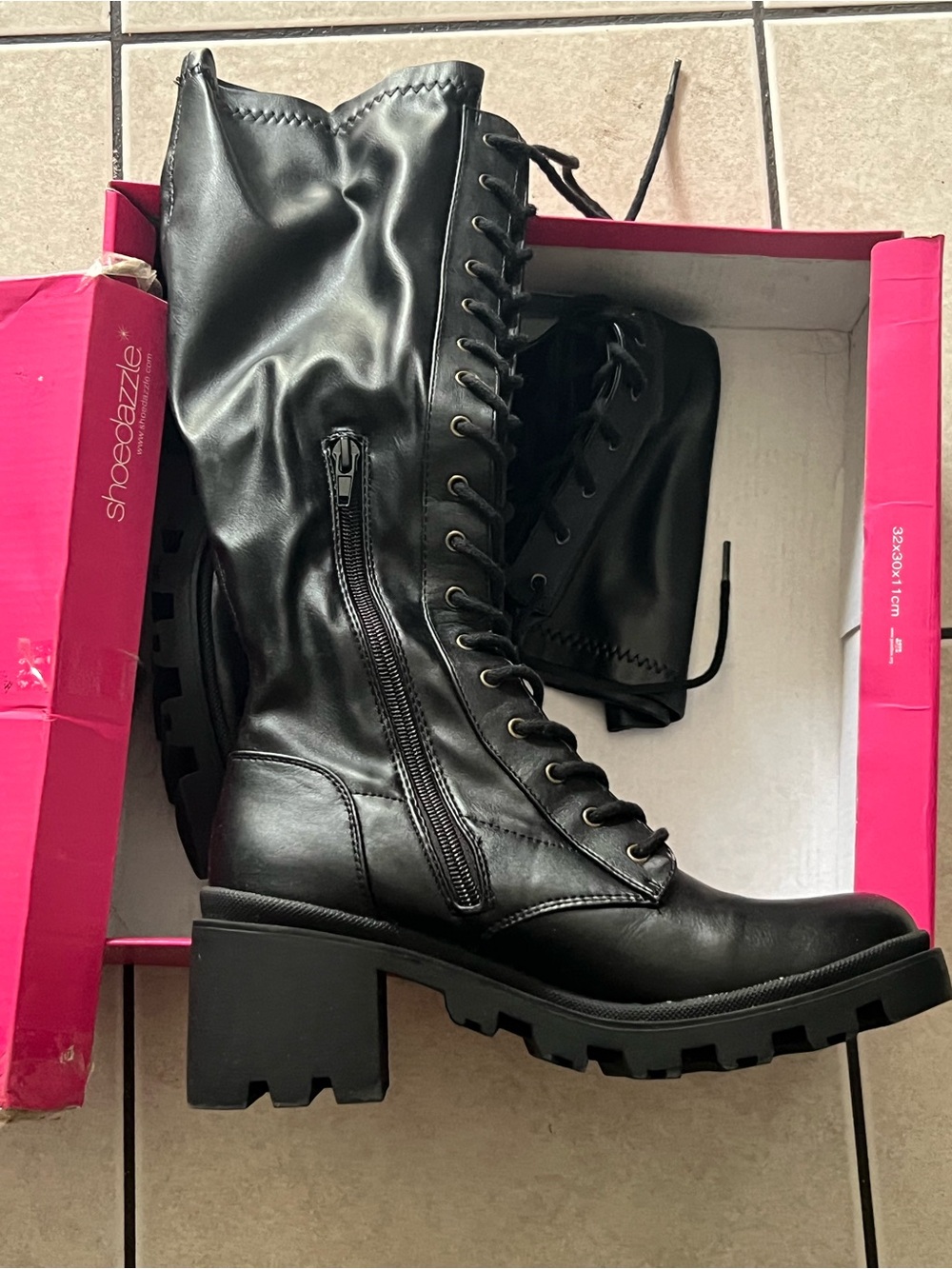 Shoe Dazzle woman’s Black Lace-Up Combat Boots
